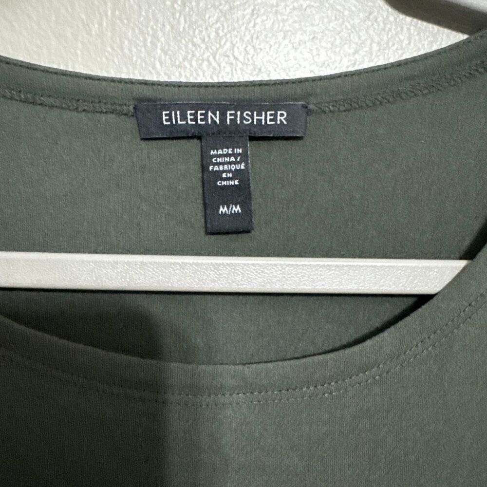 Eileen Fisher Stretch Silk Jersey Crew Neck Tank Green size medium - Picture 3 of 4